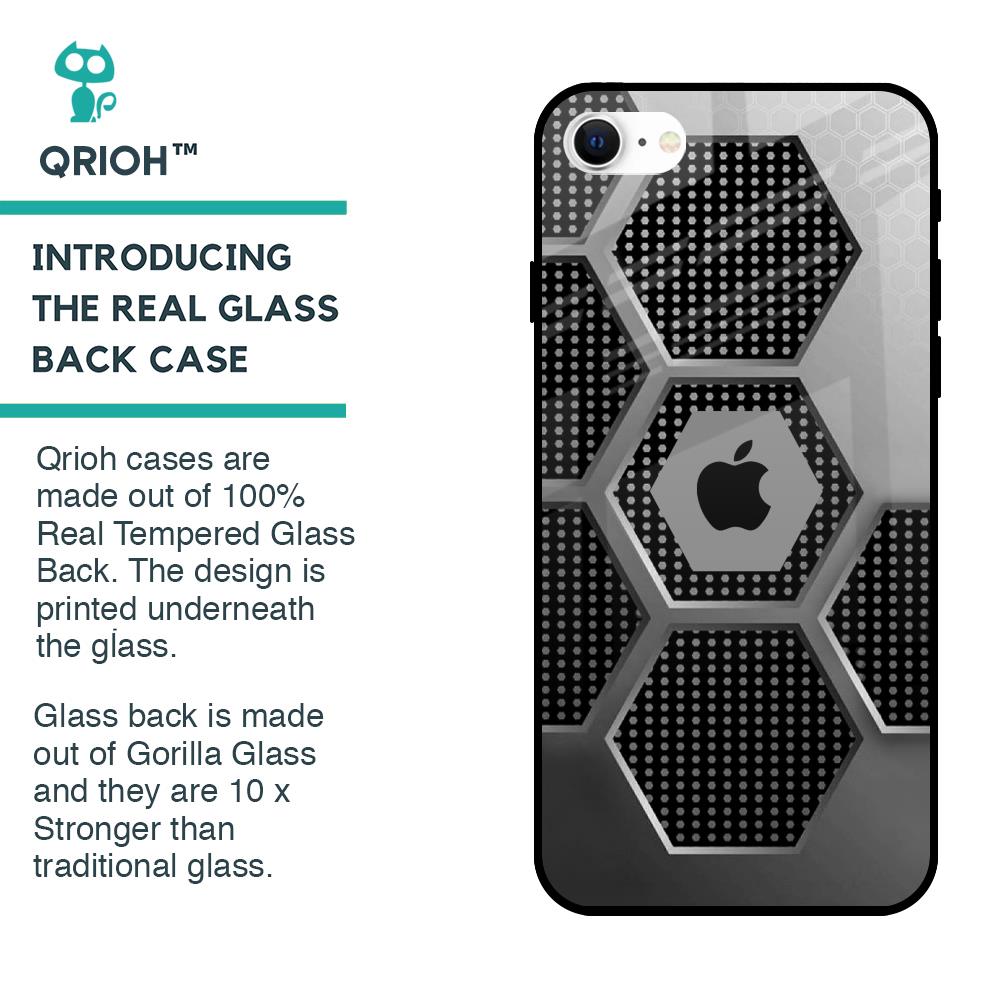 Hexagon Style Glass Case For iPhone SE 2022