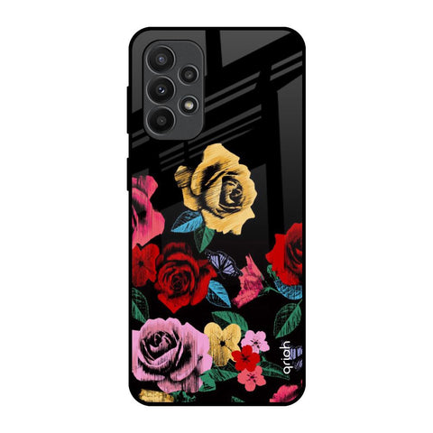 Floral Decorative Samsung Galaxy A23 Glass Back Cover Online