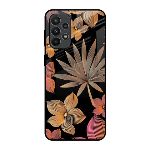 Lines Pattern Flowers Samsung Galaxy A23 Glass Back Cover Online