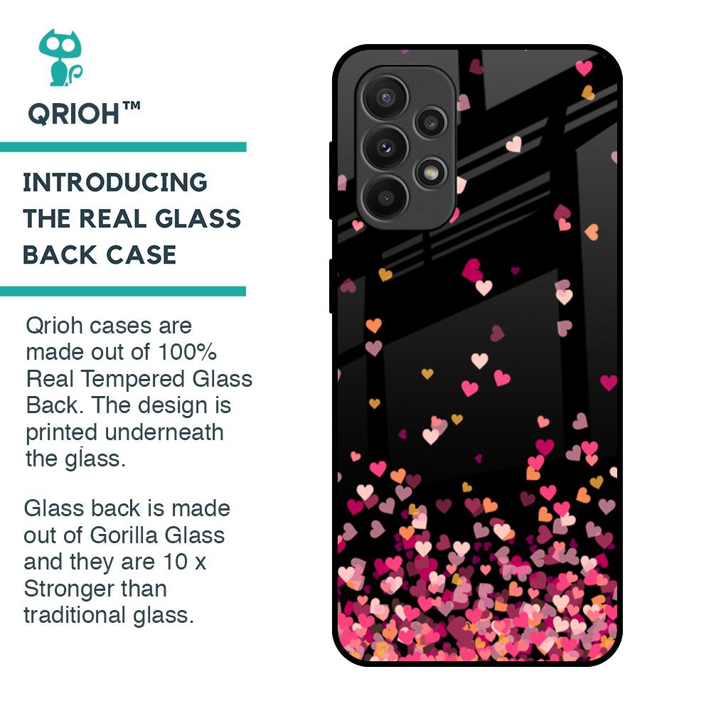 Heart Rain Fall Glass Case For Samsung Galaxy A23