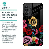 Floral Decorative Glass Case For Samsung Galaxy A23