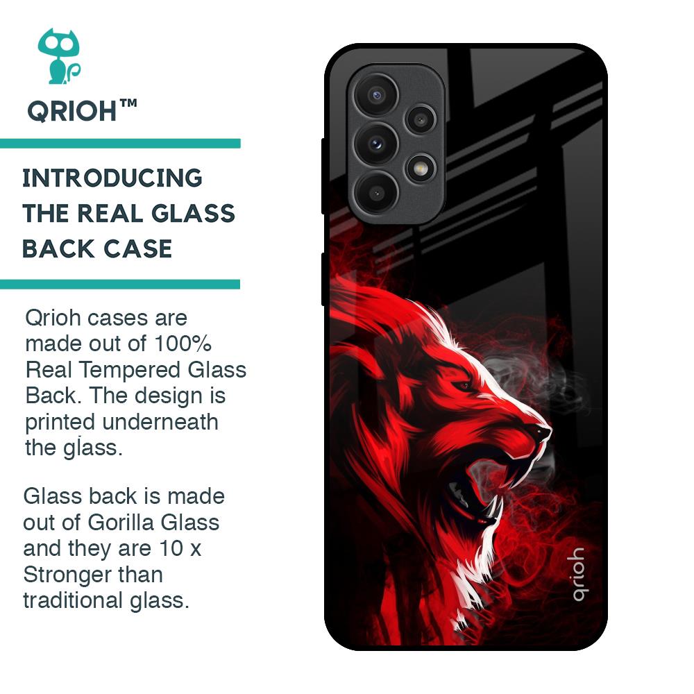 Red Angry Lion Glass Case for Samsung Galaxy A23