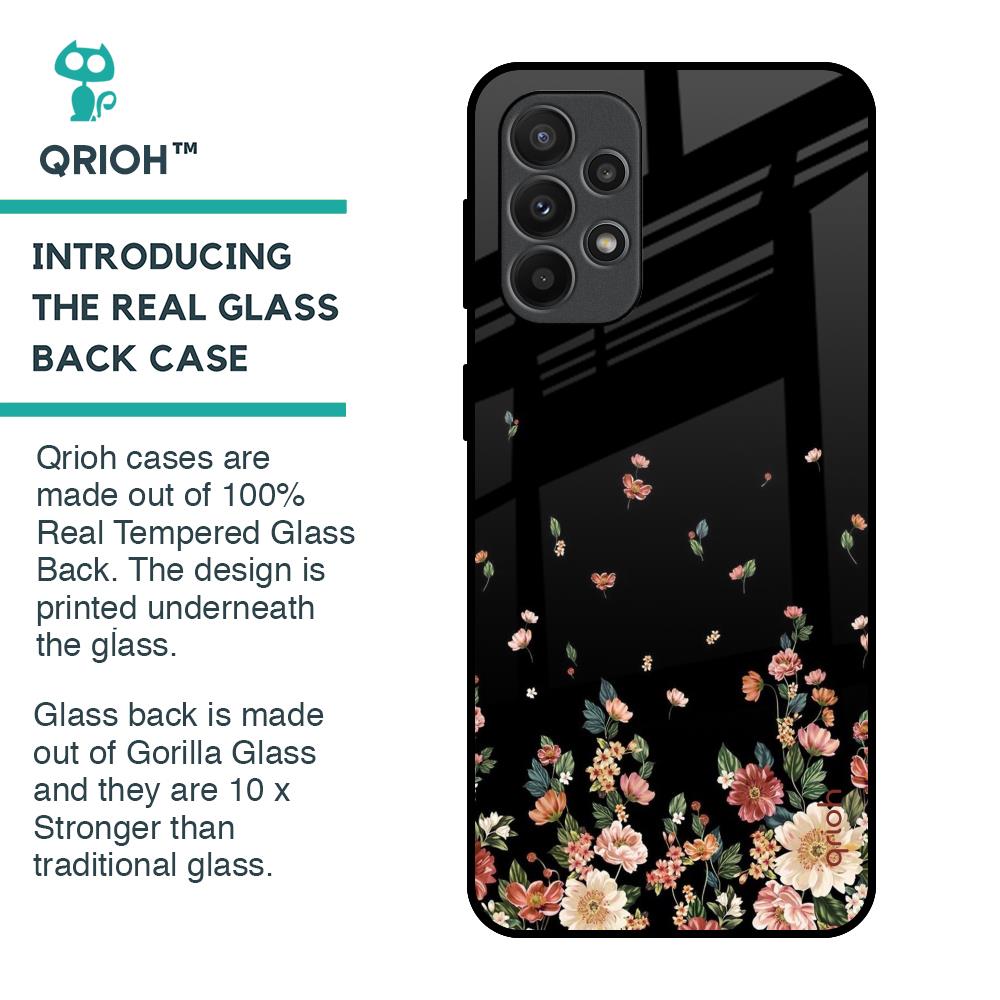 Floating Floral Print Glass Case for Samsung Galaxy A23