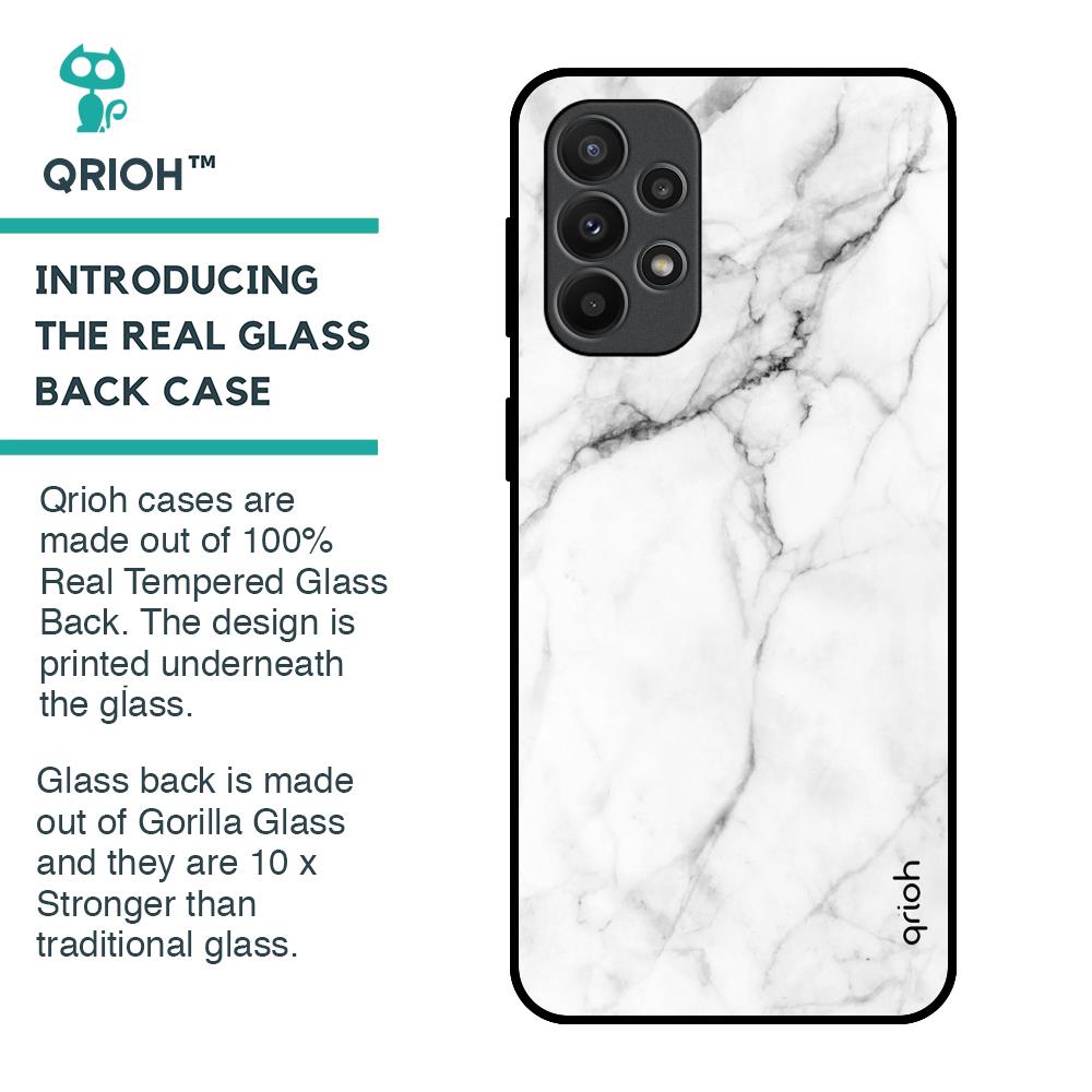 Modern White Marble Glass Case for Samsung Galaxy A23