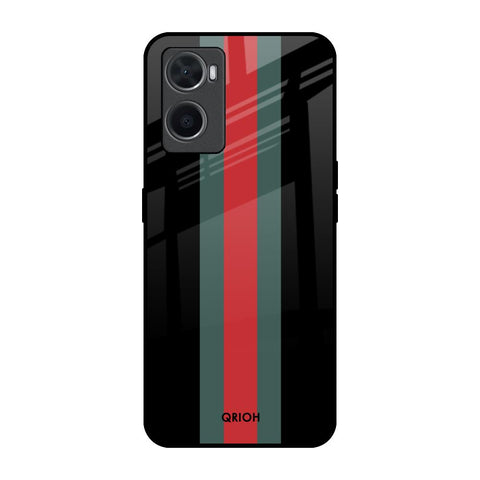 Vertical Stripes Oppo A96 Glass Back Cover Online