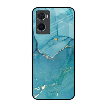 Blue Golden Glitter Oppo A96 Glass Back Cover Online