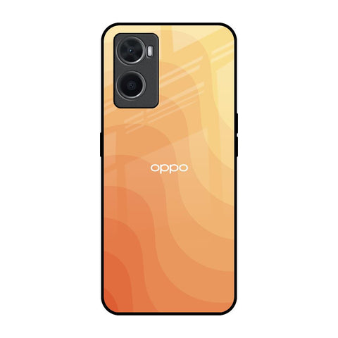 Orange Curve Pattern Oppo A96 Glass Back Cover Online
