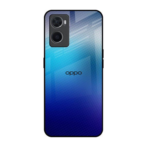 Blue Rhombus Pattern Oppo A96 Glass Back Cover Online