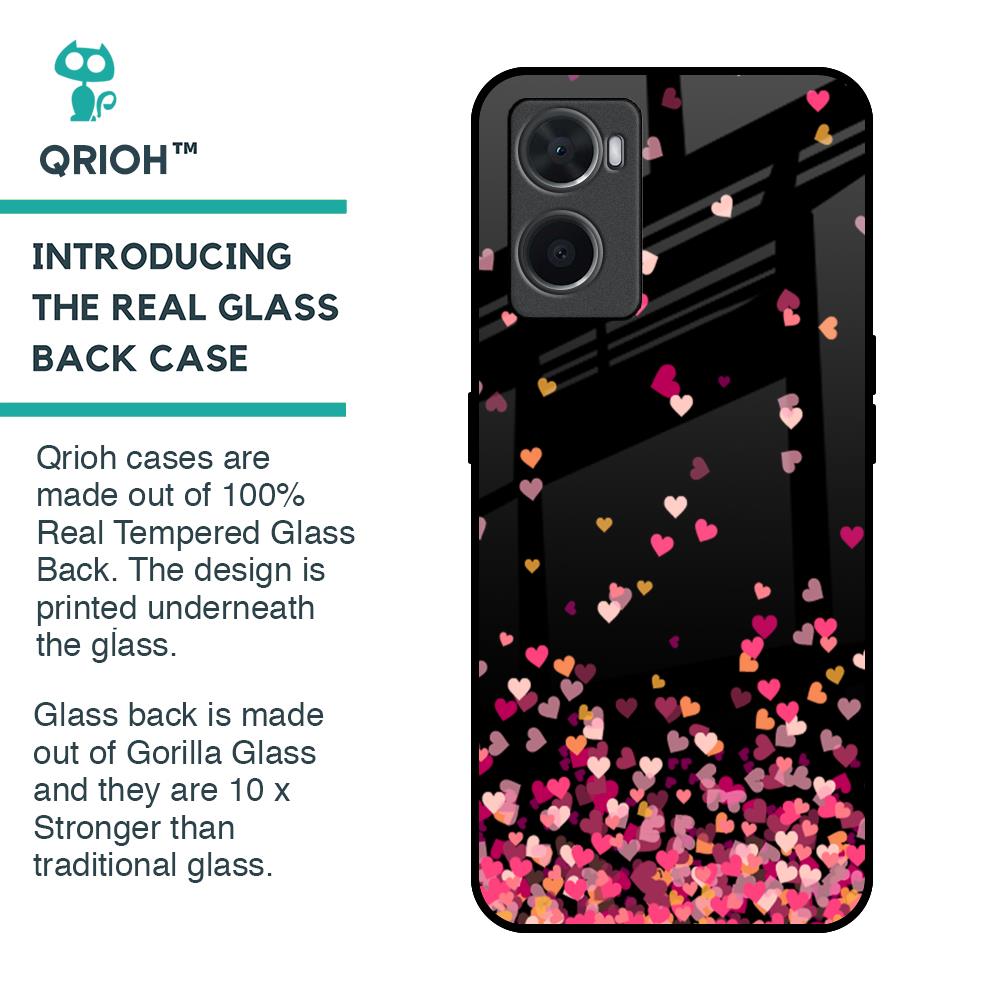 Heart Rain Fall Glass Case For Oppo A96