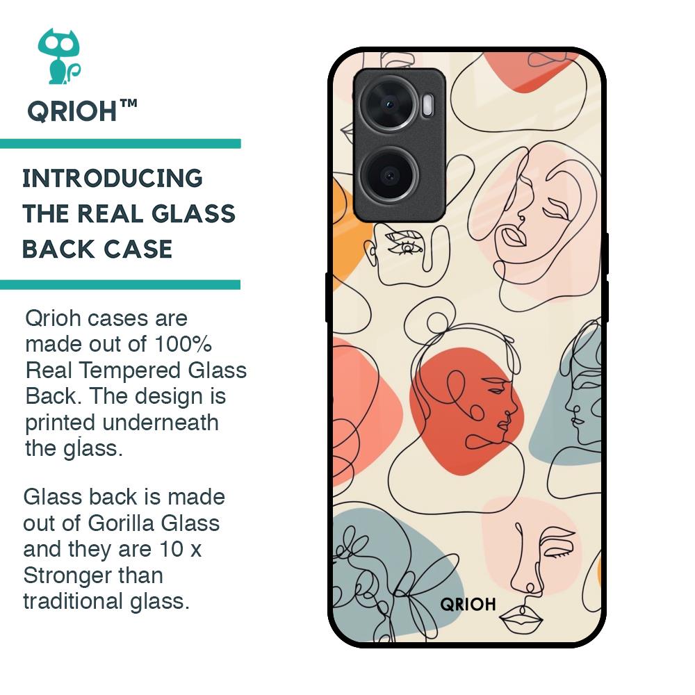 Abstract Faces Glass Case for Oppo A96