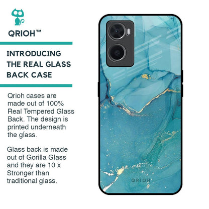 Blue Golden Glitter Glass Case for Oppo A96