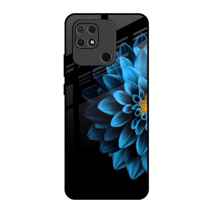 Half Blue Flower Redmi 10 Glass Back Cover Online