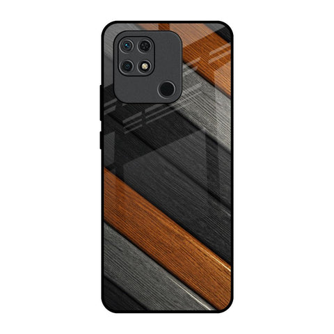 Tri Color Wood Redmi 10 Glass Back Cover Online