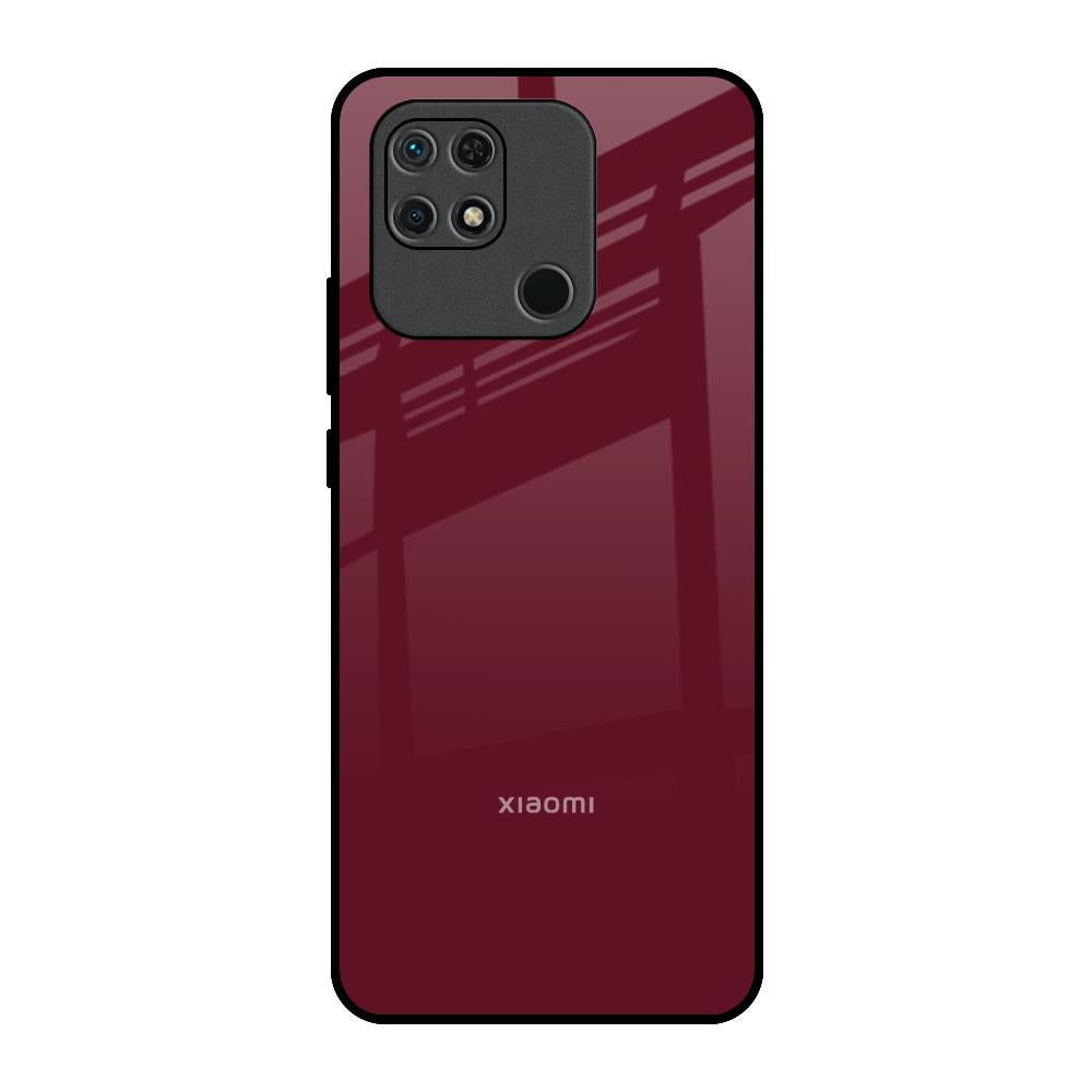 Classic Burgundy Redmi 10 Glass Back Cover Online