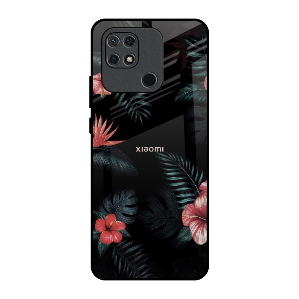 Tropical Art Flower Redmi 10 Glass Back Cover Online