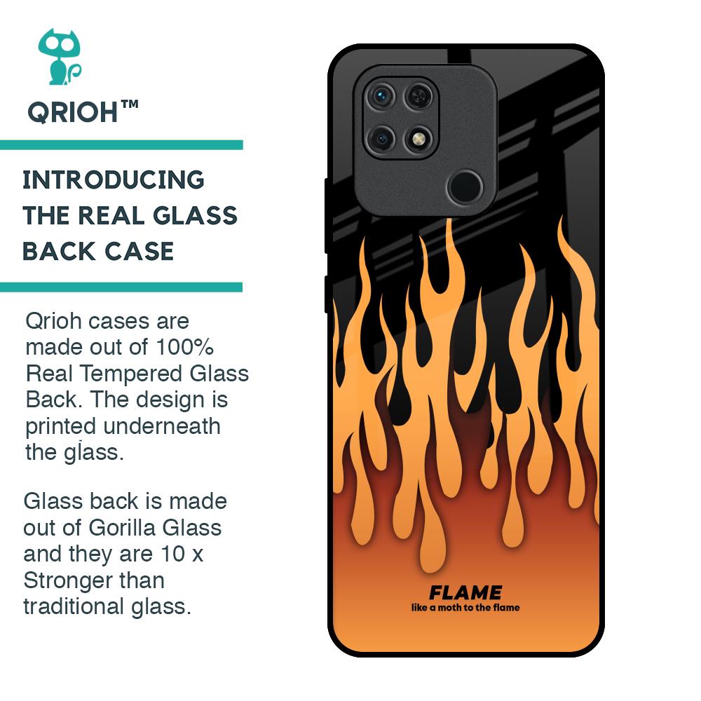 Fire Flame Glass Case for Redmi 10