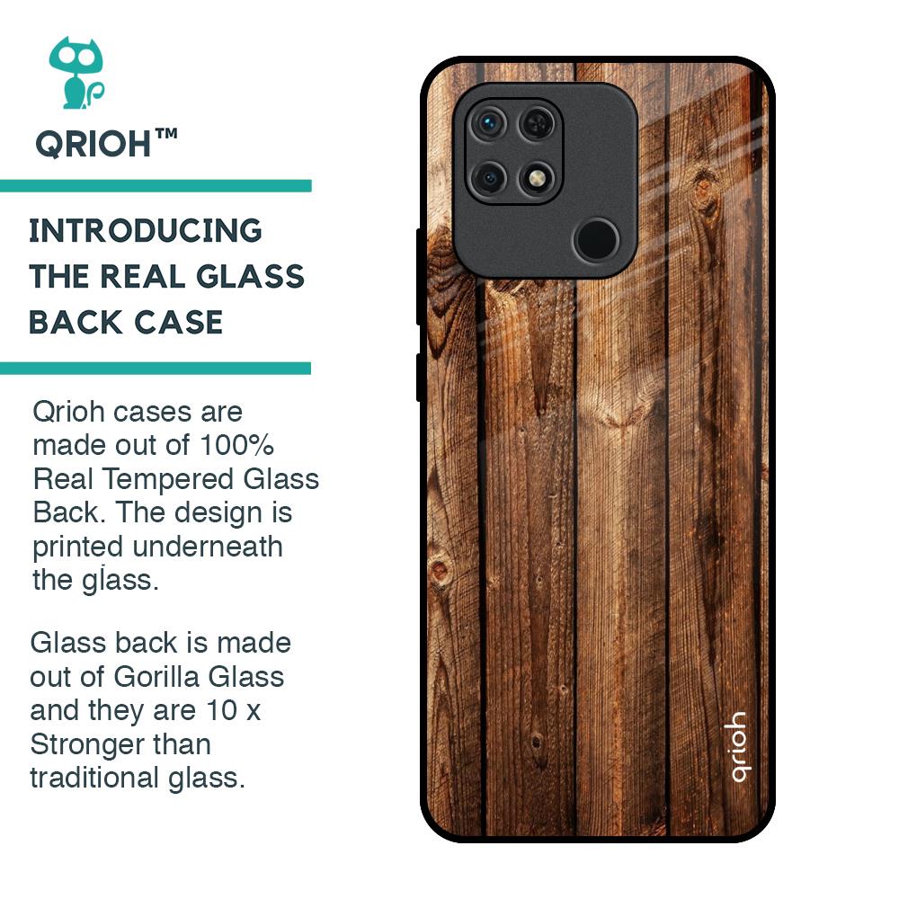 Timber Printed Glass Case for Redmi 10