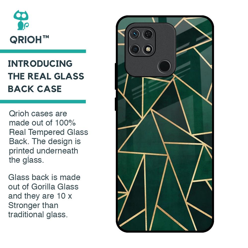 Abstract Green Glass Case For Redmi 10