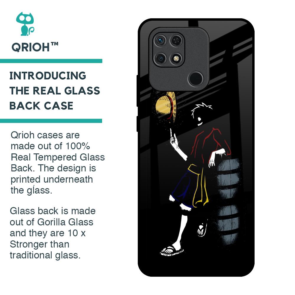 Luffy Line Art Glass Case for Redmi 10