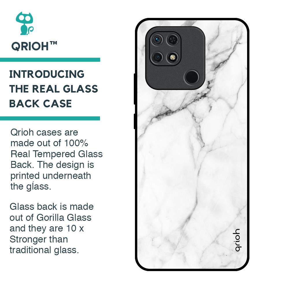 Modern White Marble Glass Case for Redmi 10