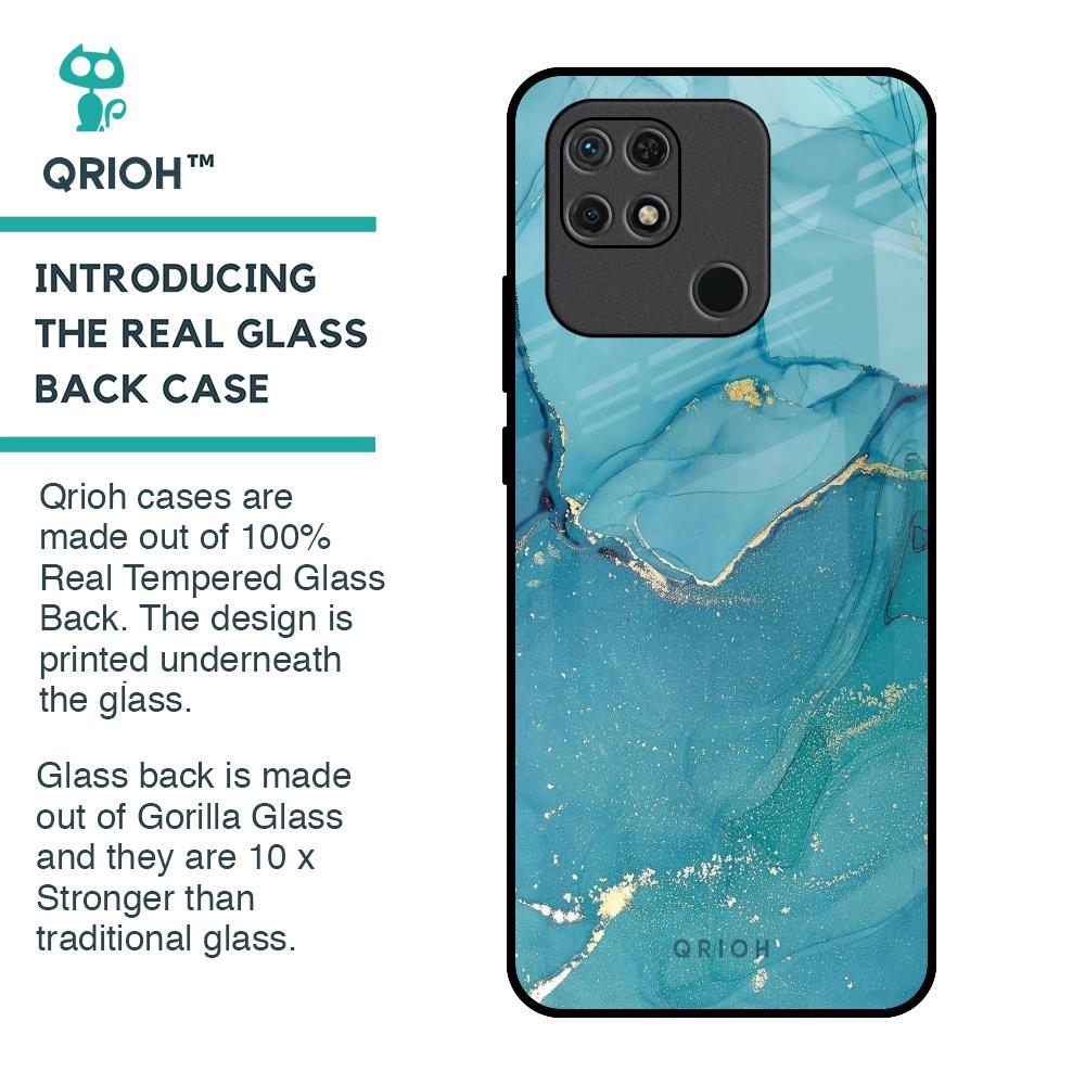 Blue Golden Glitter Glass Case for Redmi 10