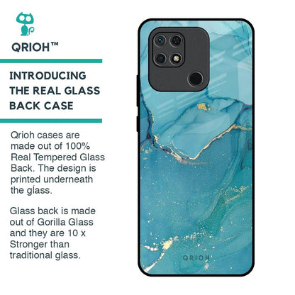 Blue Golden Glitter Glass Case for Redmi 10