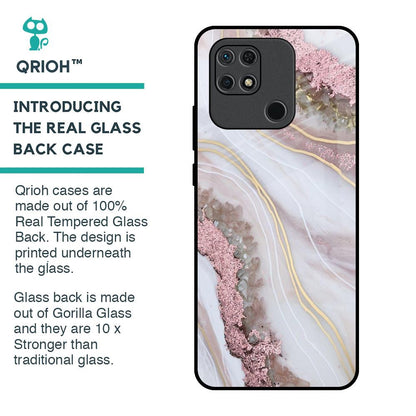 Pink & Gold Gllitter Marble Glass Case for Redmi 10