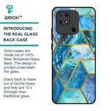 Turquoise Geometrical Marble Glass Case for Redmi 10