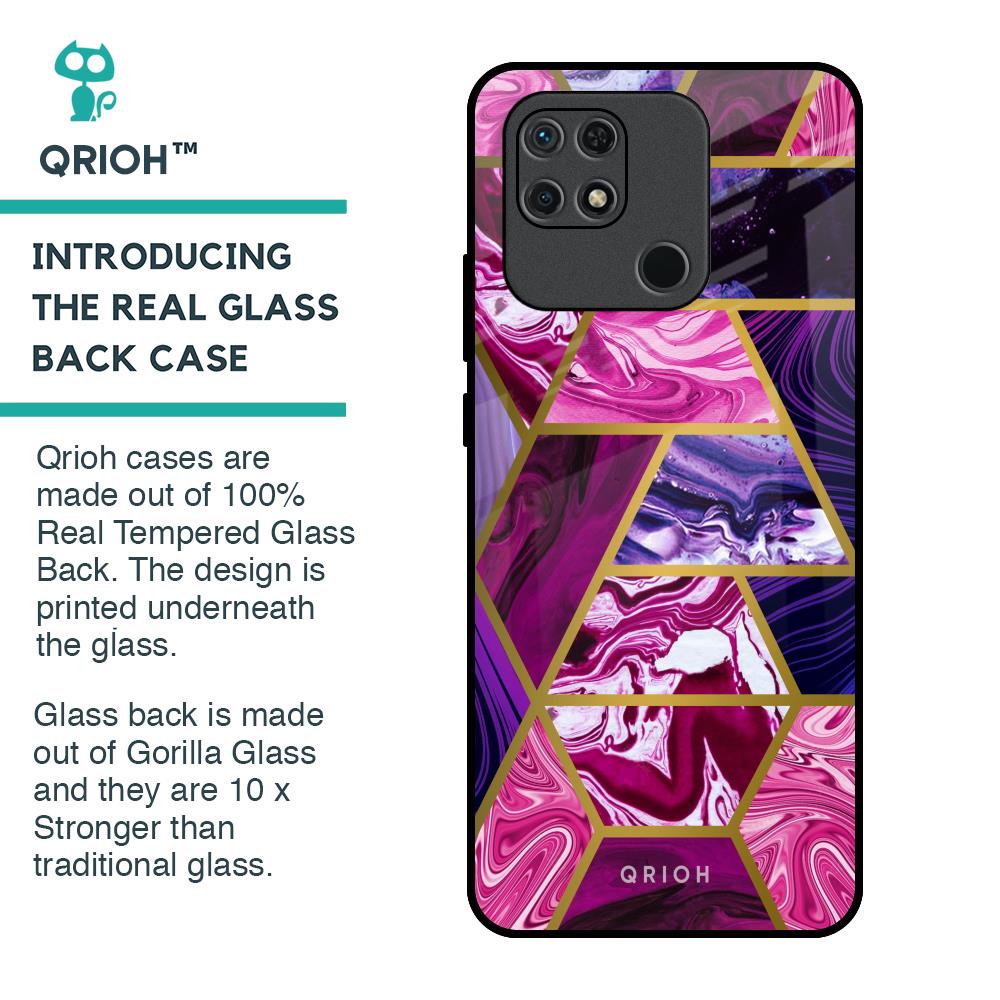 Electroplated Geometric Marble Glass Case for Redmi 10