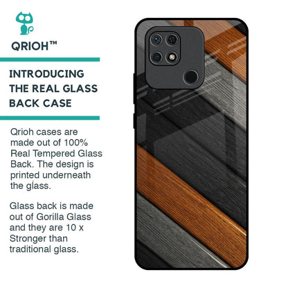 Tri Color Wood Glass Case for Redmi 10