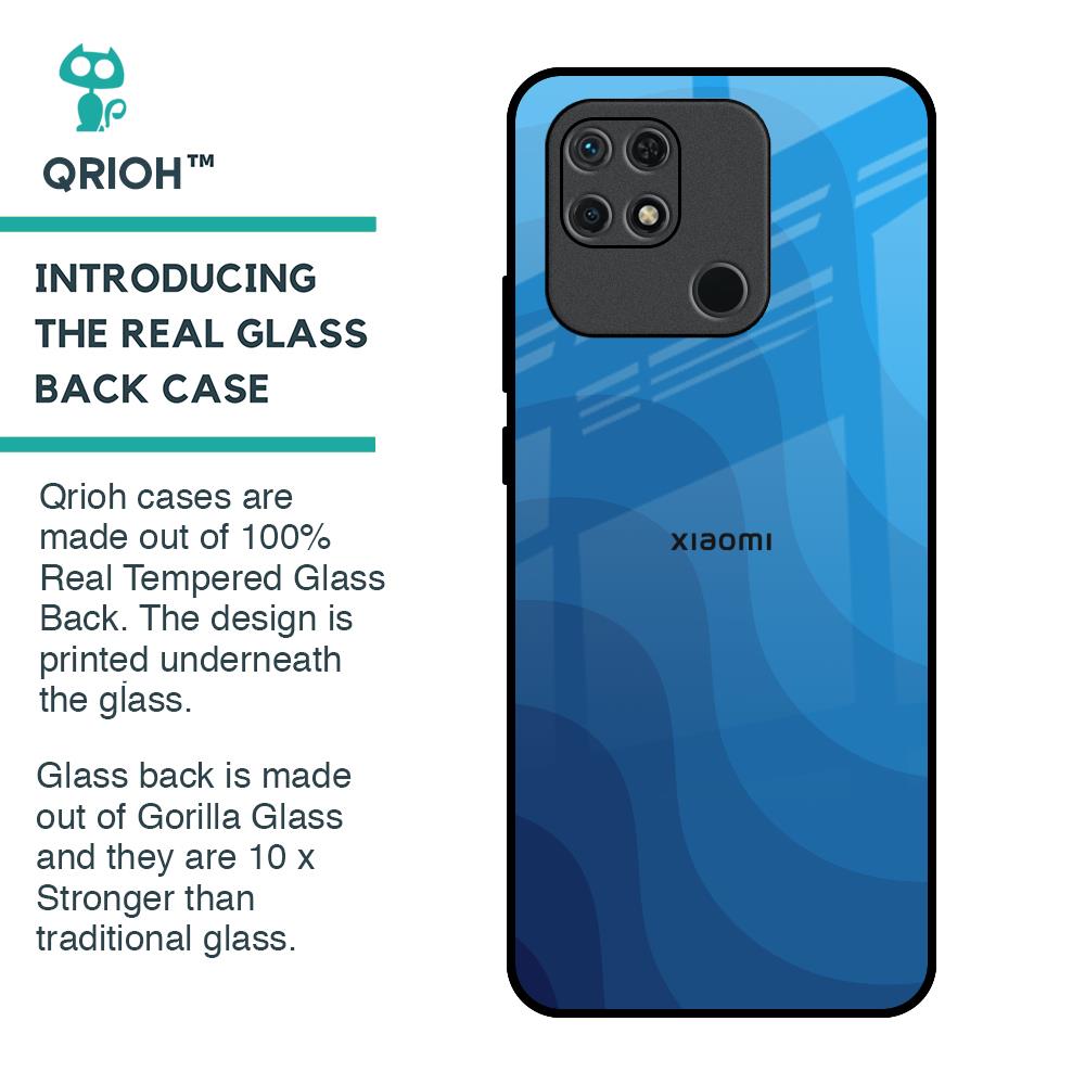 Blue Wave Abstract Glass Case for Redmi 10