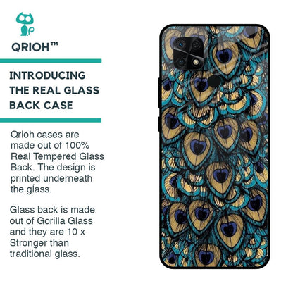 Peacock Feathers Glass case for Redmi 10
