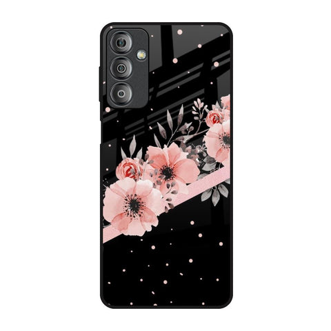 Floral Black Band Samsung Galaxy F23 5G Glass Back Cover Online