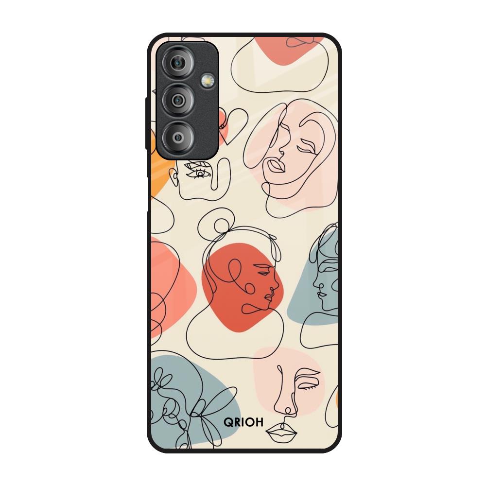 Abstract Faces Samsung Galaxy F23 5G Glass Back Cover Online