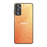 Orange Curve Pattern Samsung Galaxy F23 5G Glass Back Cover Online