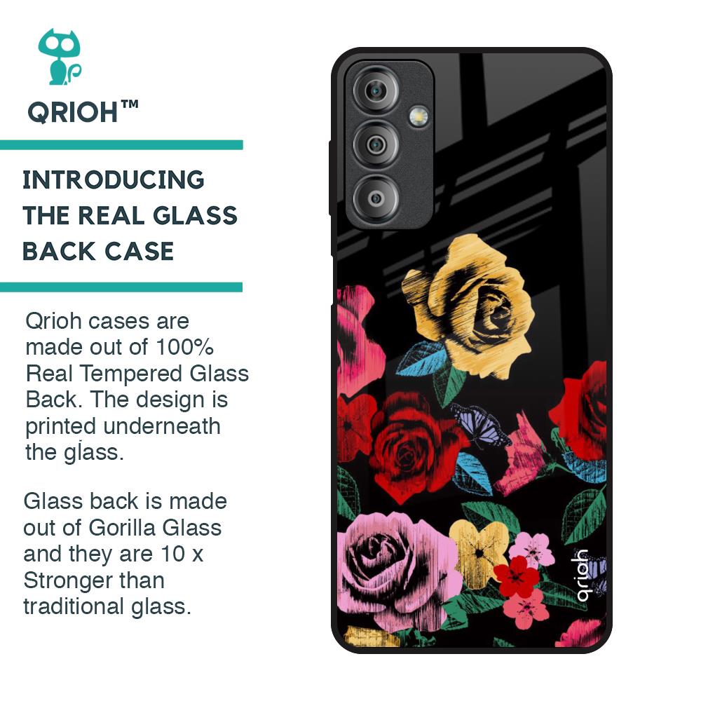 Floral Decorative Glass Case For Samsung Galaxy F23 5G