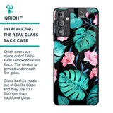 Tropical Leaves & Pink Flowers Glass Case for Samsung Galaxy F23 5G