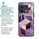 Purple Rhombus Marble Glass Case for OnePlus 10 Pro