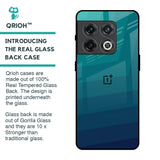 Green Triangle Pattern Glass Case for OnePlus 10 Pro