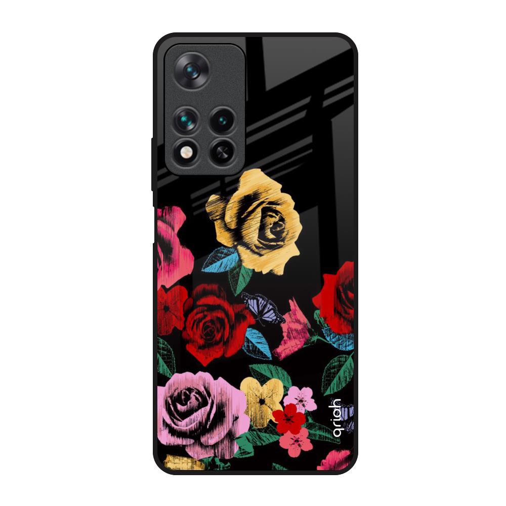 Floral Decorative Redmi Note 11 Pro 5G Glass Back Cover Online