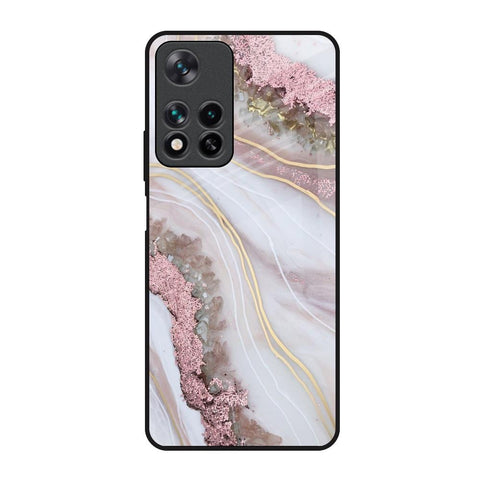 Pink & Gold Gllitter Marble Redmi Note 11 Pro 5G Glass Back Cover Online