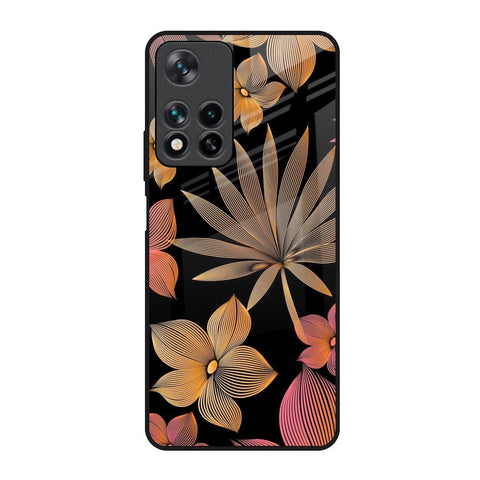 Lines Pattern Flowers Redmi Note 11 Pro 5G Glass Back Cover Online