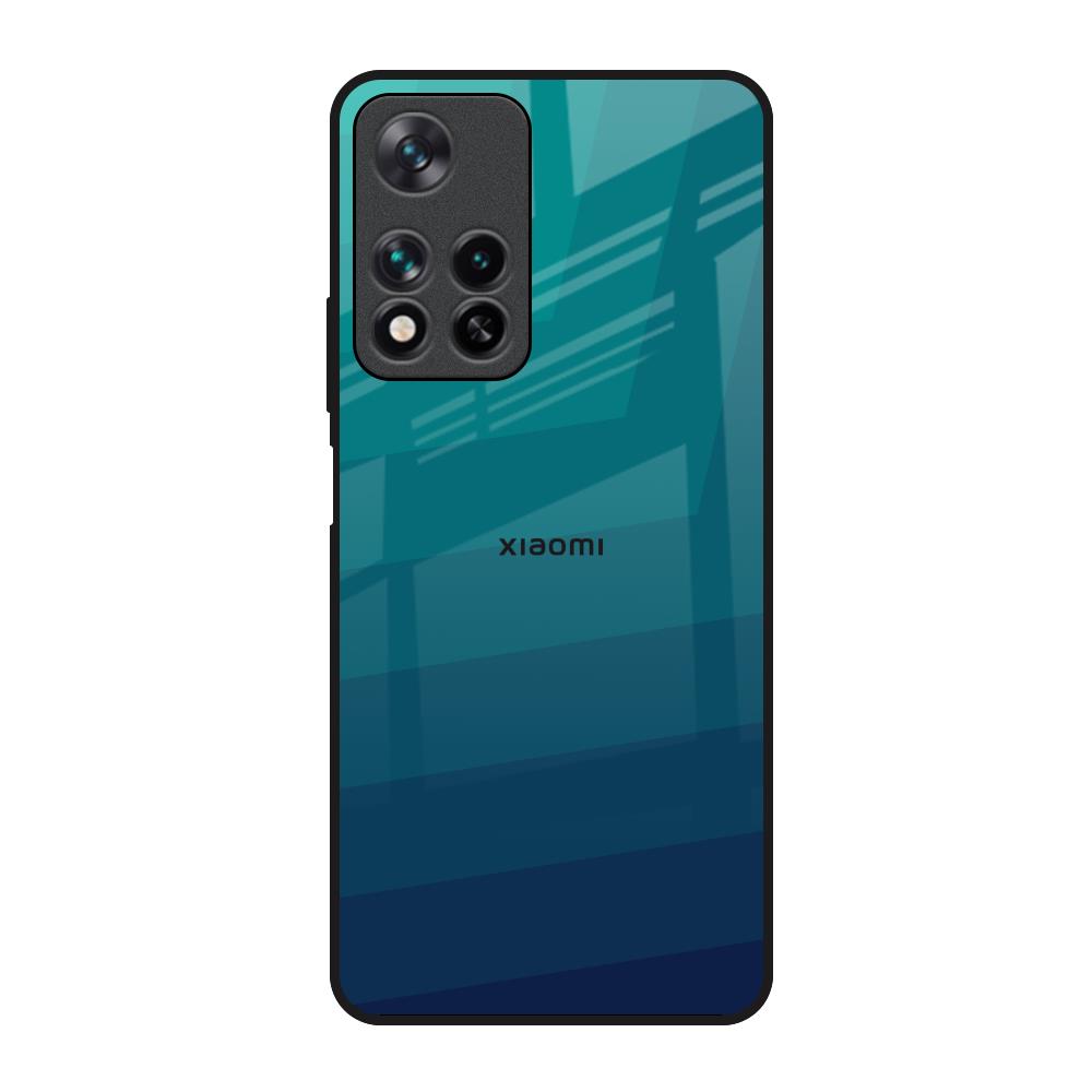 Green Triangle Pattern Redmi Note 11 Pro 5G Glass Back Cover Online