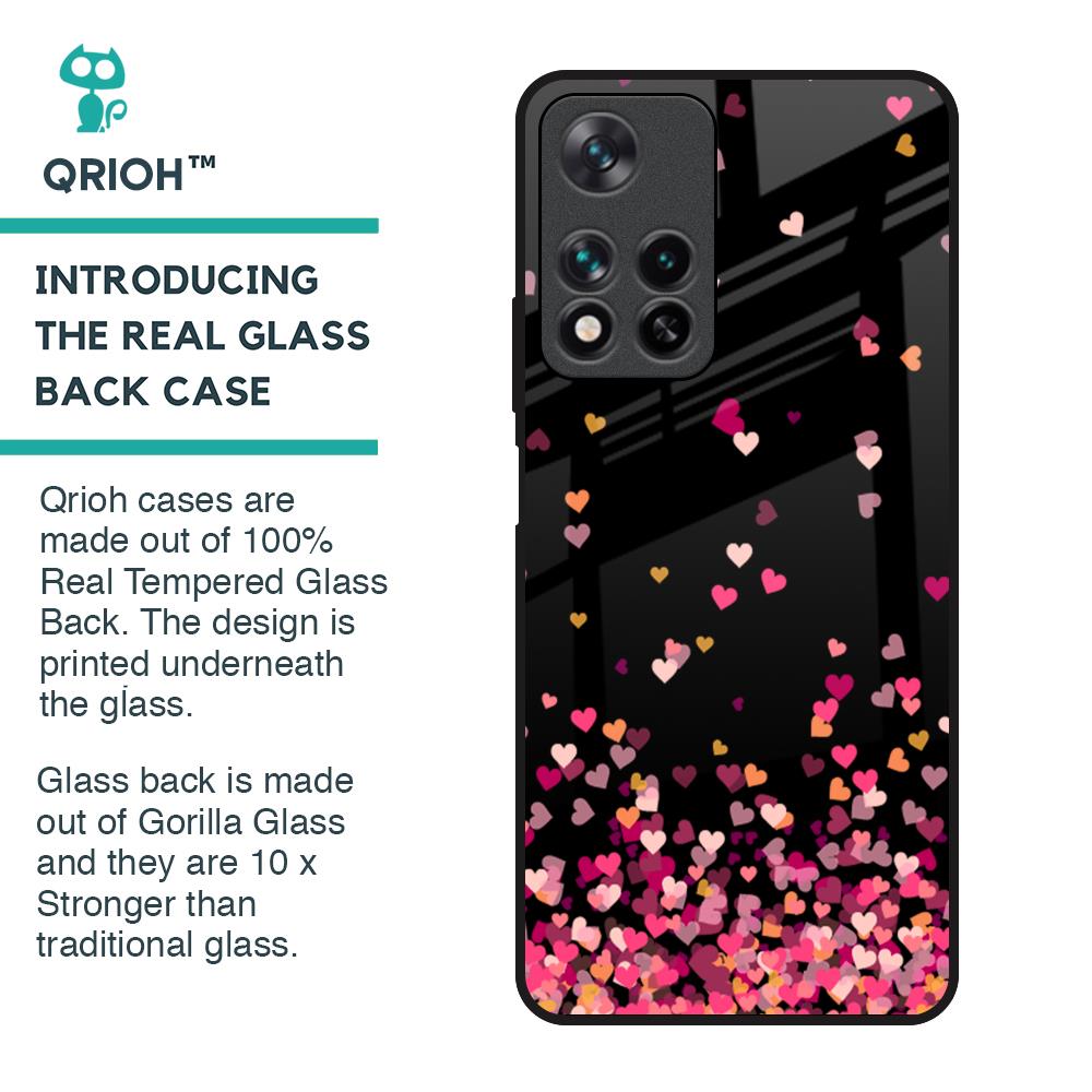 Heart Rain Fall Glass Case For Redmi Note 11 Pro 5G
