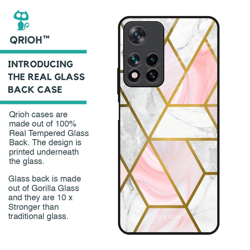 Geometrical Marble Glass Case for Redmi Note 11 Pro 5G