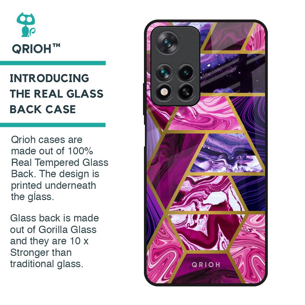 Electroplated Geometric Marble Glass Case for Redmi Note 11 Pro 5G