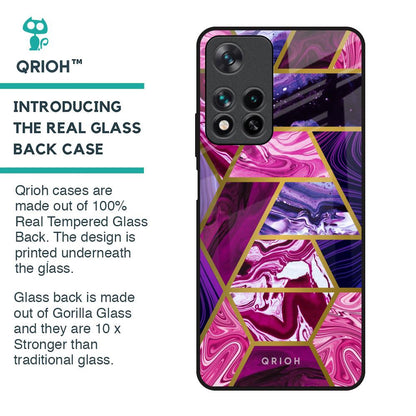 Electroplated Geometric Marble Glass Case for Redmi Note 11 Pro 5G