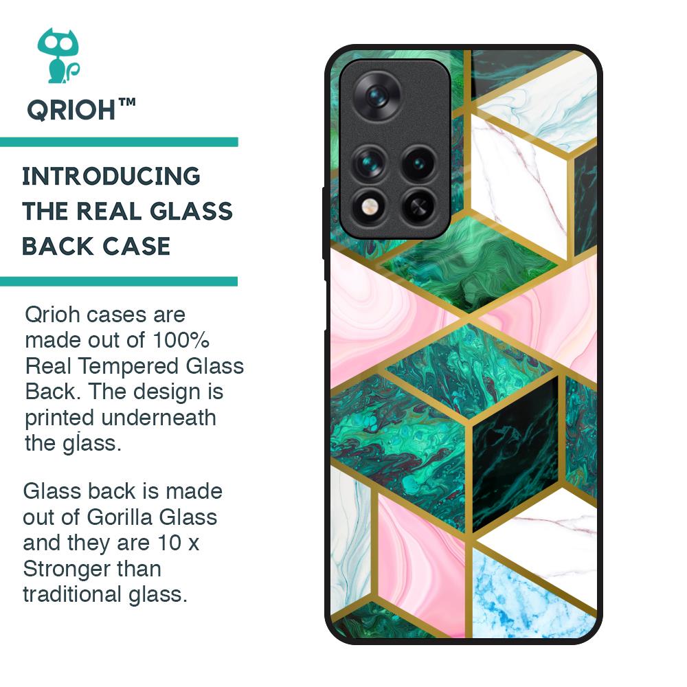 Seamless Green Marble Glass Case for Redmi Note 11 Pro 5G