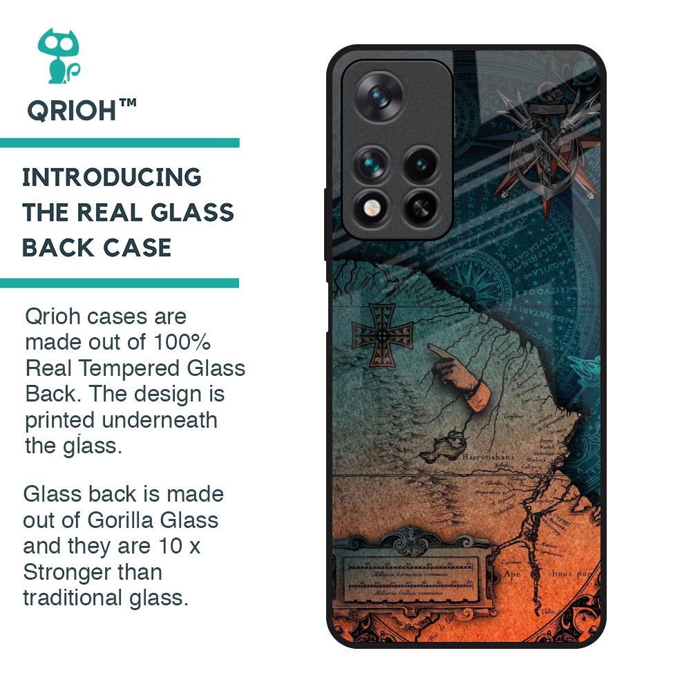 Geographical Map Glass Case for Redmi Note 11 Pro 5G
