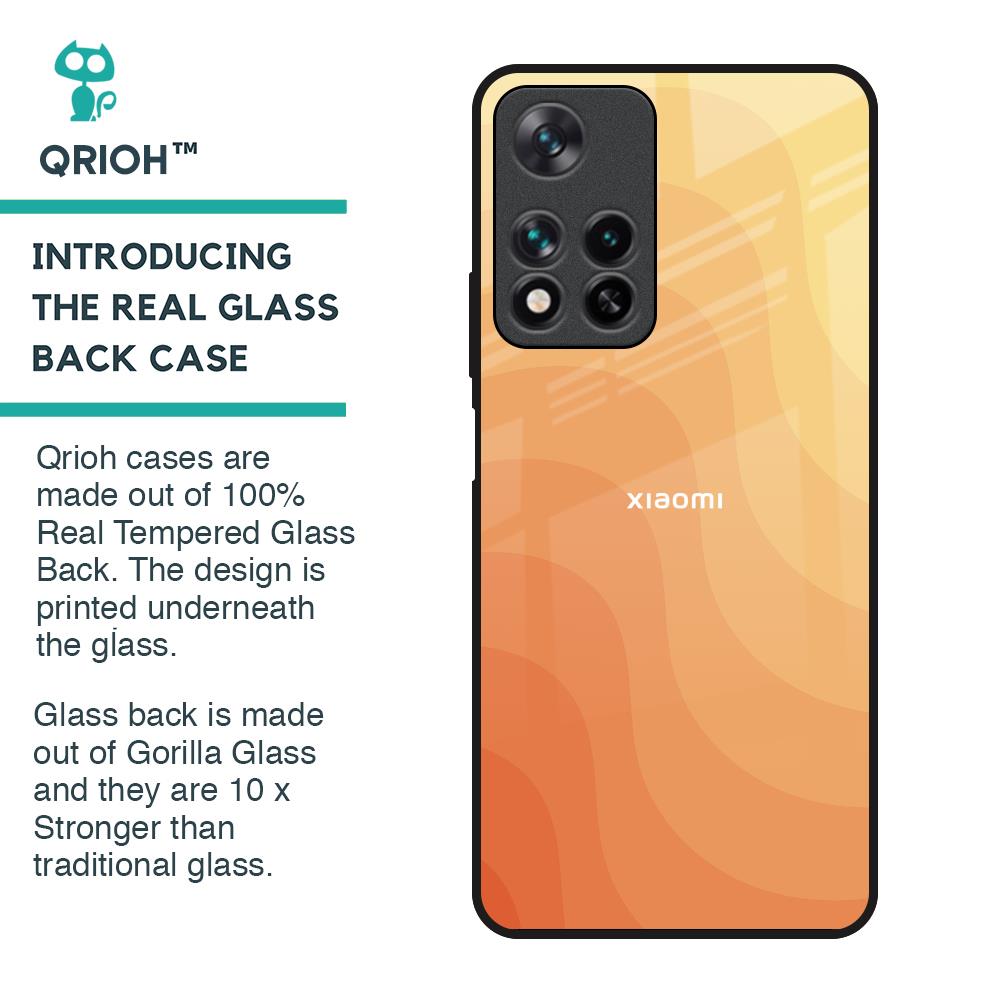 Orange Curve Pattern Glass Case for Redmi Note 11 Pro 5G
